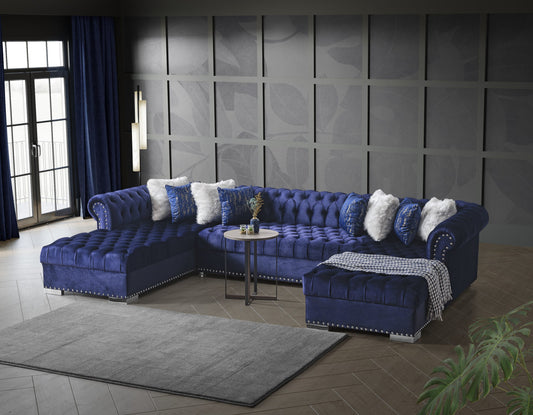 Jordan U Shaped Blue Chesterfield Sofa
