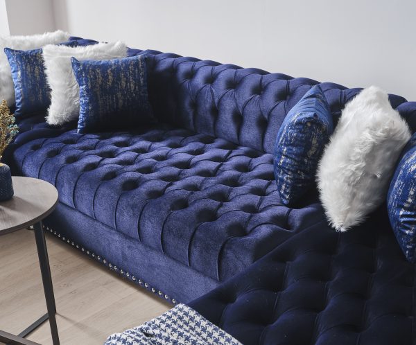 Jordan U Shaped Blue Chesterfield Sofa