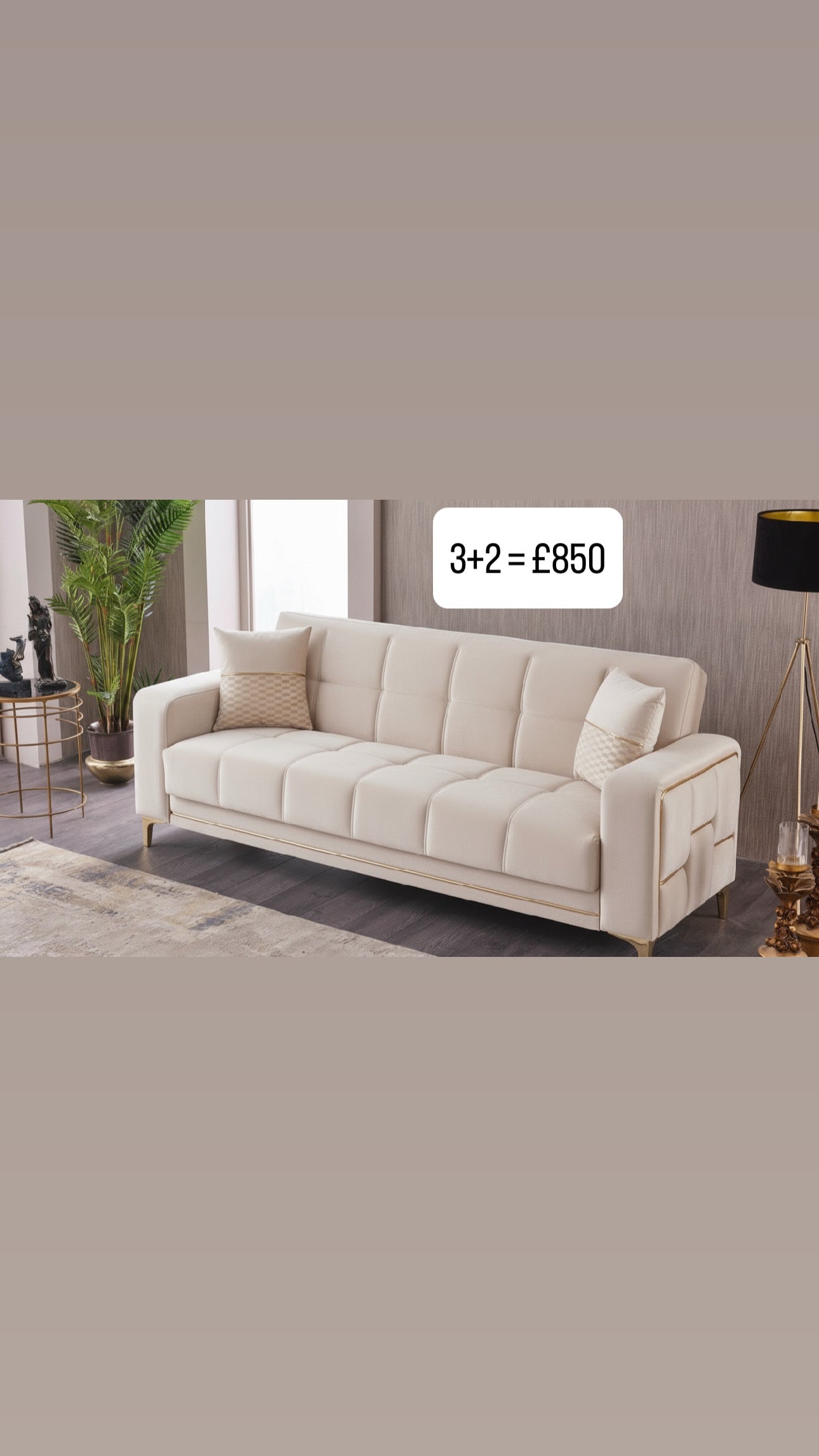 Square sofa bed with storage 3+2