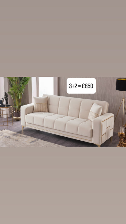 Square sofa bed with storage 3+2