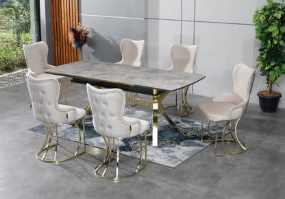 Extendable dining set with 6 chairs