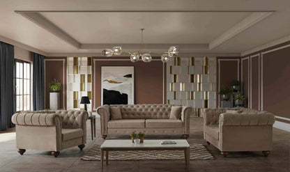 Monetta Chesterfield Grey Sofa Set