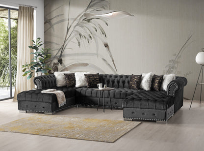 Jordan U Shaped Black Chesterfield Sofa