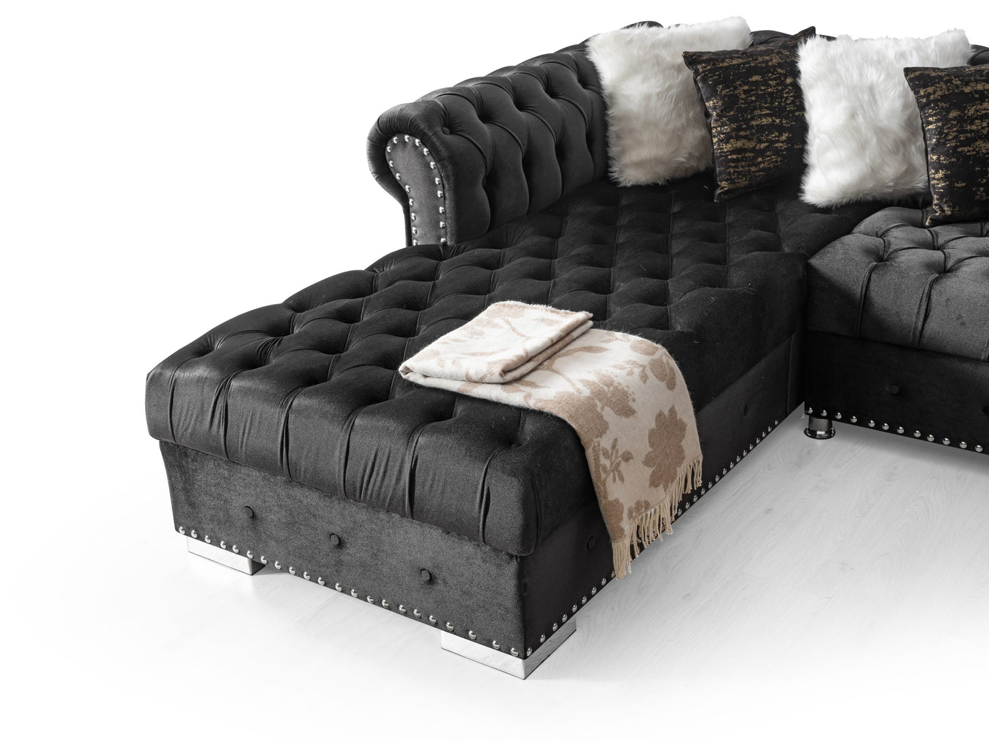 Jordan U Shaped Black Chesterfield Sofa