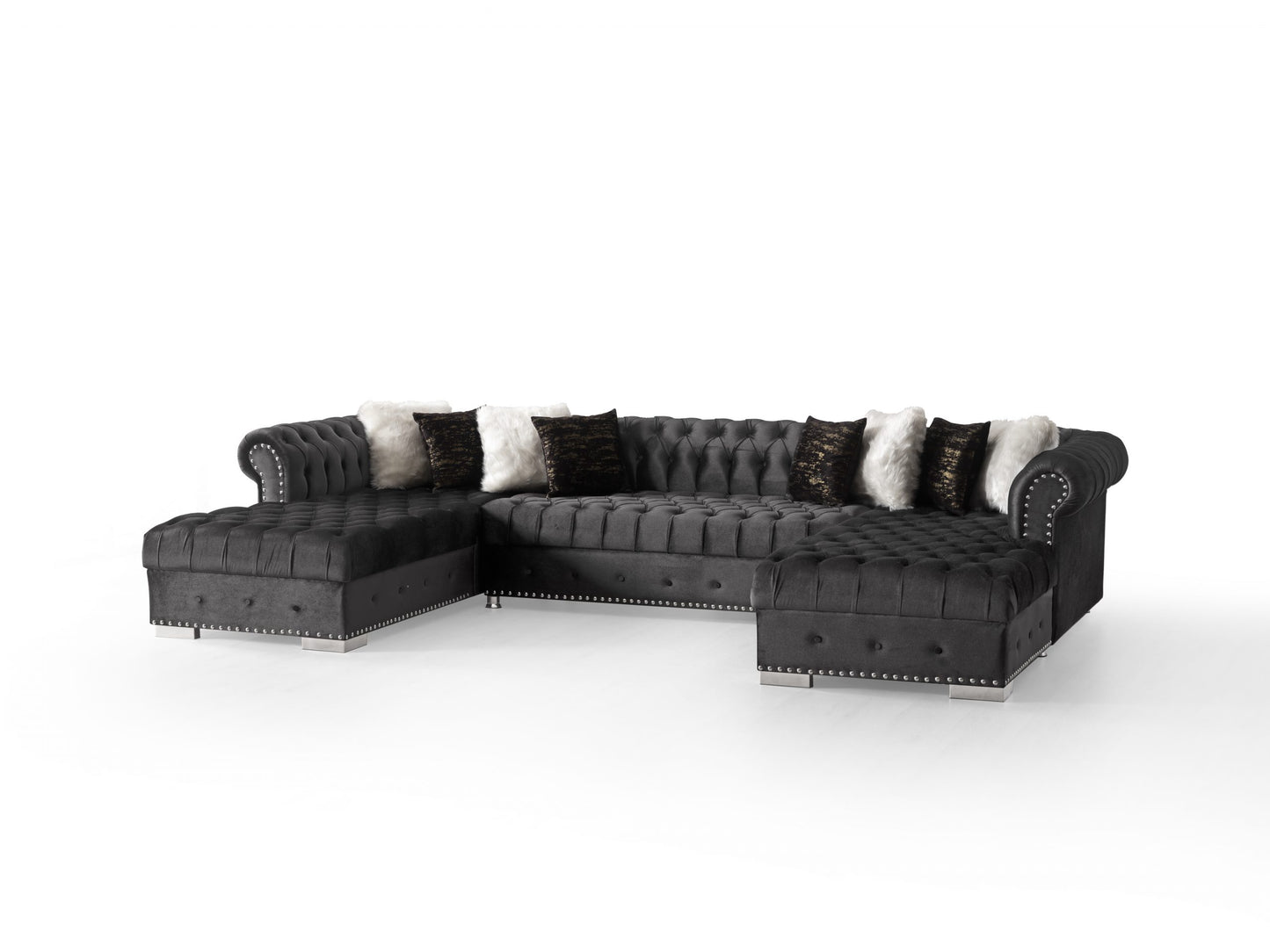 Jordan U Shaped Black Chesterfield Sofa