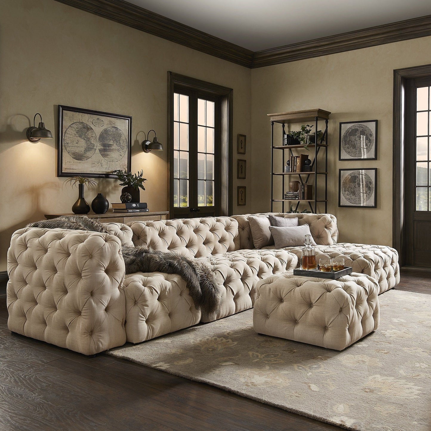 Valentino L Shape Beige Sofa