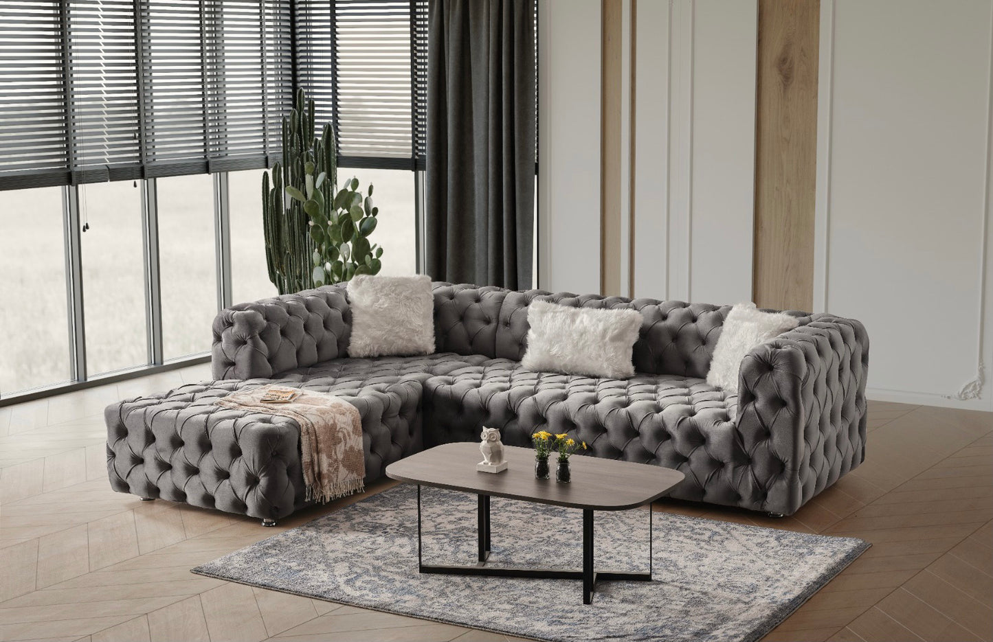 Valentino L Shape Grey Sofa