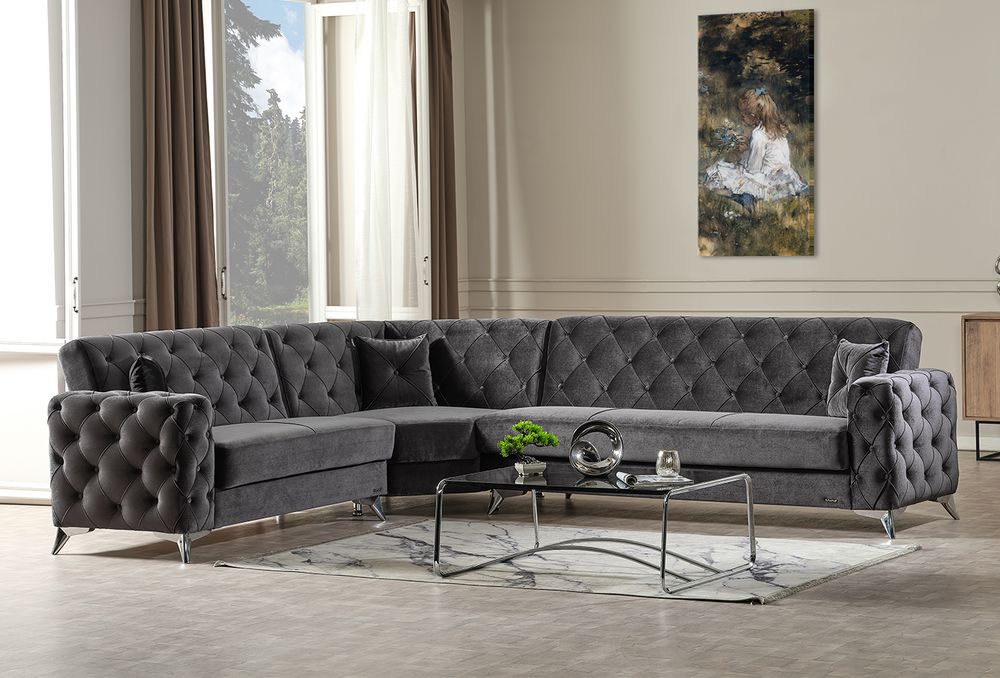 Patron - Chesterfield corner sofa bed with storage