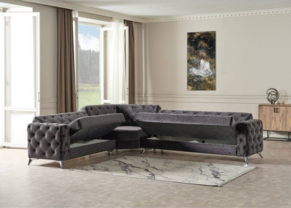 Patron - Chesterfield corner sofa bed with storage