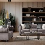 Monetta Chesterfield Grey Sofa Set