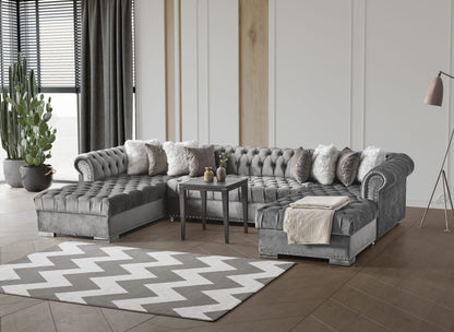 Jordan U Shaped Grey Chesterfield Sofa