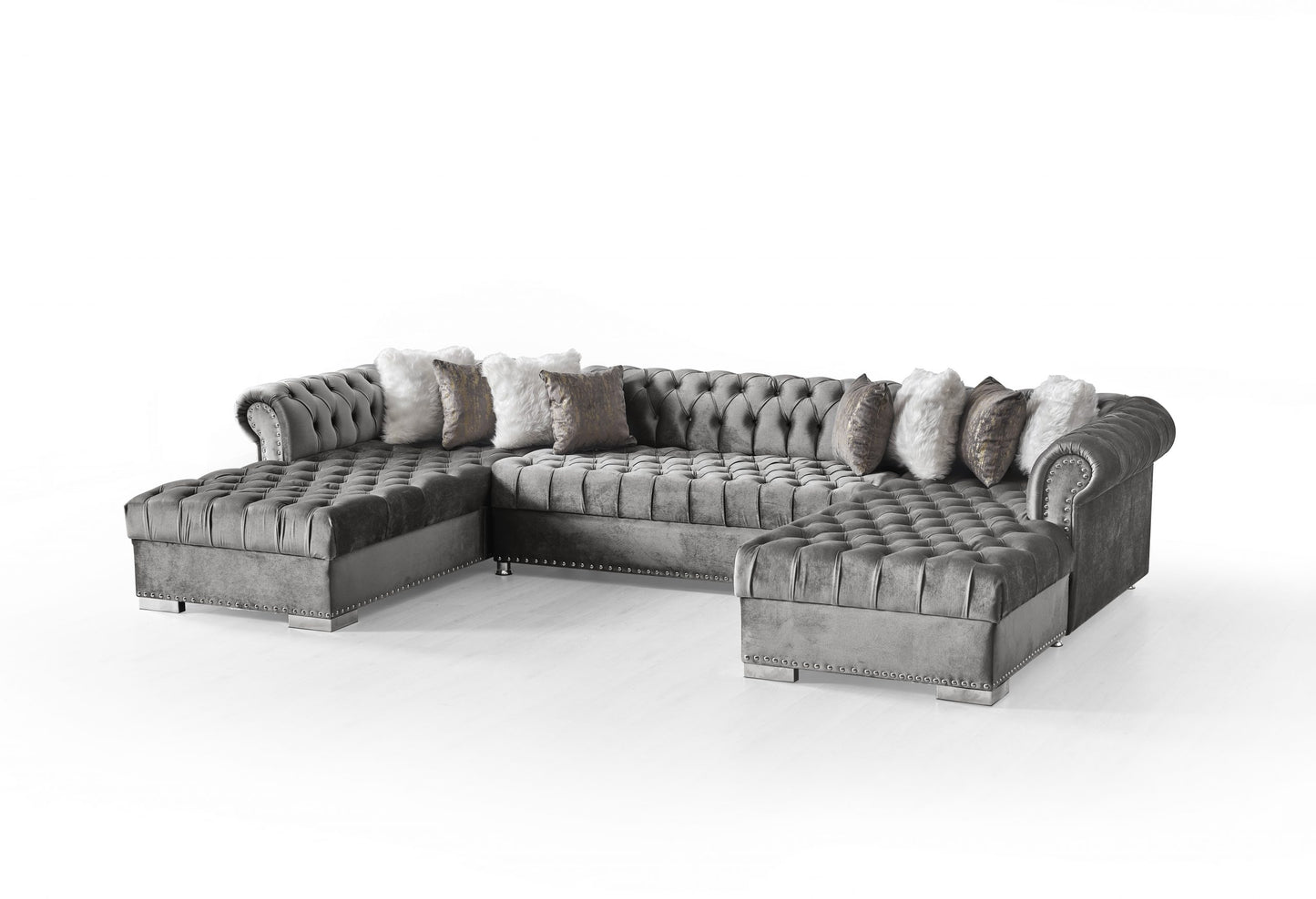 Jordan U Shaped Grey Chesterfield Sofa