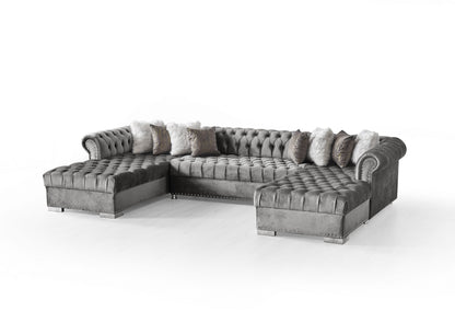 Jordan U Shaped Grey Chesterfield Sofa