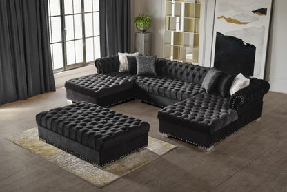 Jordan U Shaped Black Chesterfield Sofa