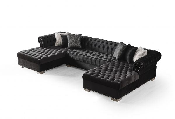 Jordan U Shaped Black Chesterfield Sofa