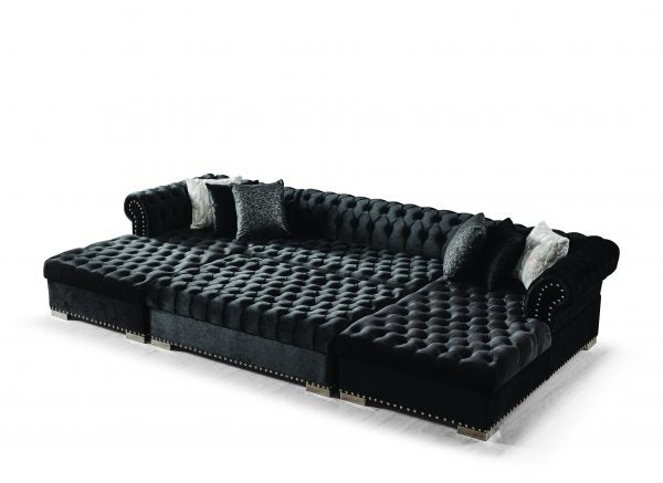 Jordan U Shaped Black Chesterfield Sofa