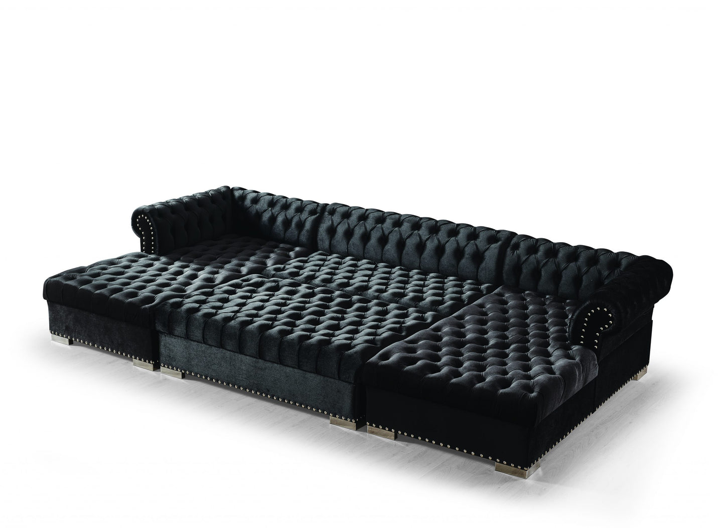 Jordan U Shaped Black Chesterfield Sofa